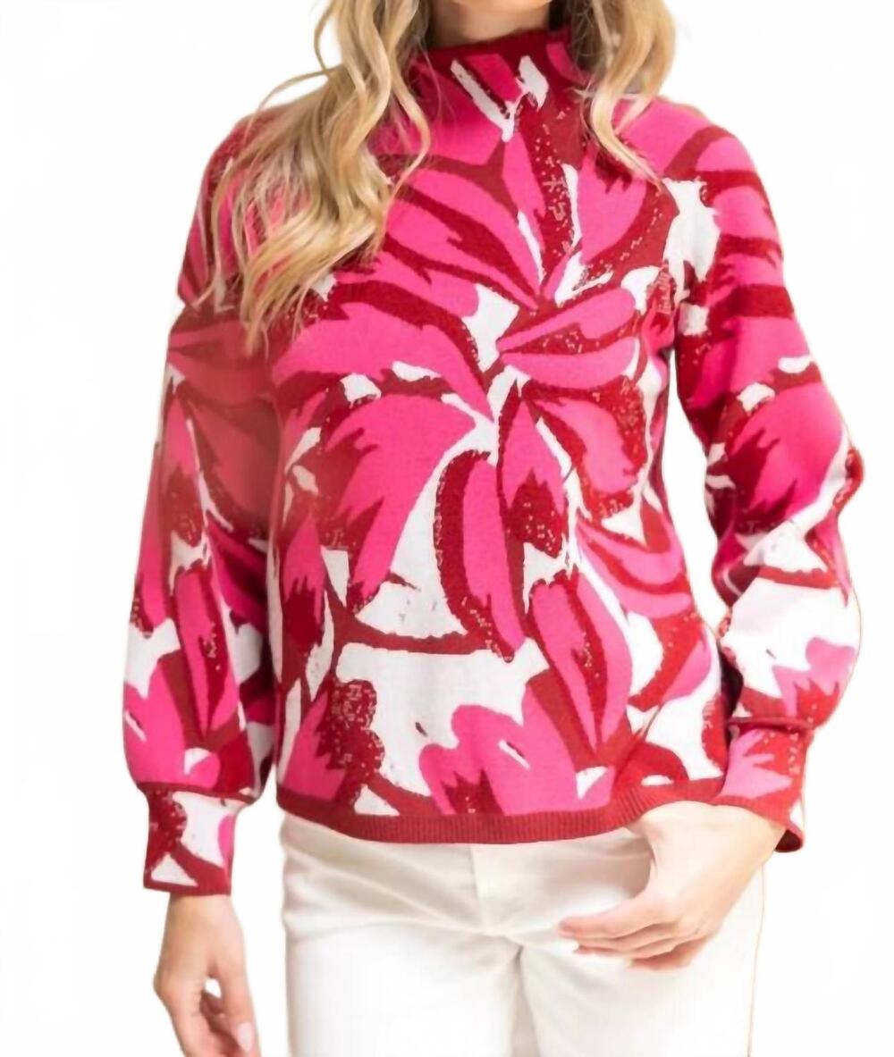 NEW VOY starstruck hight neck sweater in pink floral